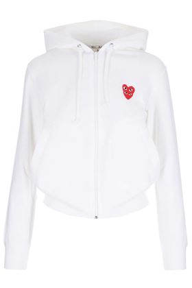 Felpa corta in cotone bianco con logo Comme des Garcons Play | P1T2932